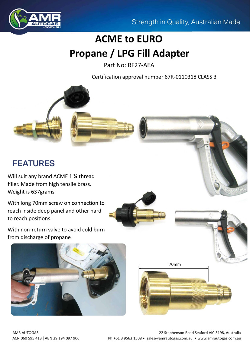 ACME to EURO Propane LPG Fill Adapter